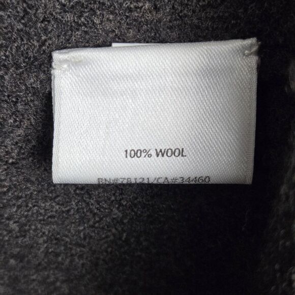 Eileen Fisher Petite 100% Wool Coat Sz PL Brown Asymmetric Collar Snap Button - Picture 4 of 5